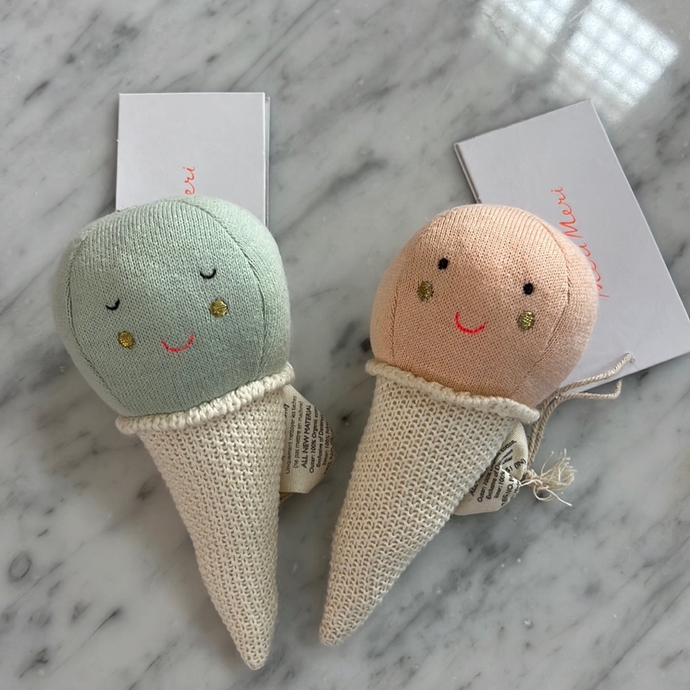 New Kids Meri Meri Ice Cream Cone Rattle Toy